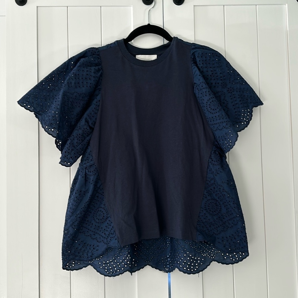Pomender Place short sleeve blouse. Mixed media.  New with Tags!